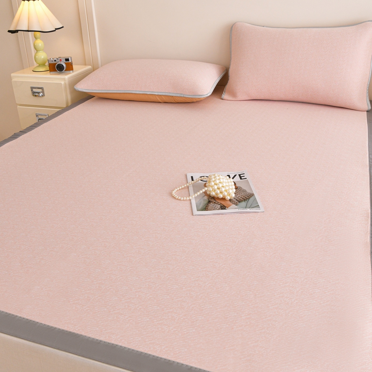 91家纺网 家纺一手货源 找家纺 （总）金艾草 2026新款PE冰豆豆席凉感凉席单件席子平铺款