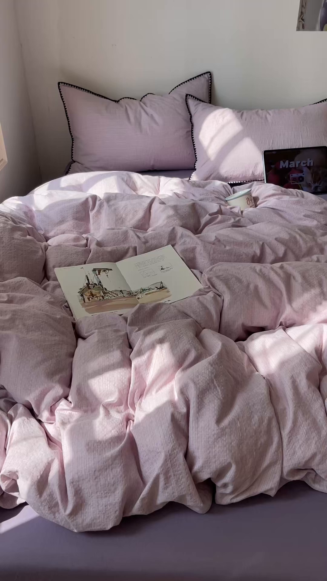 91家纺网 家纺一手货源 找家纺 凯洛奇 2026新款色织阳离子贝壳边四件套 阳离子-烟紫