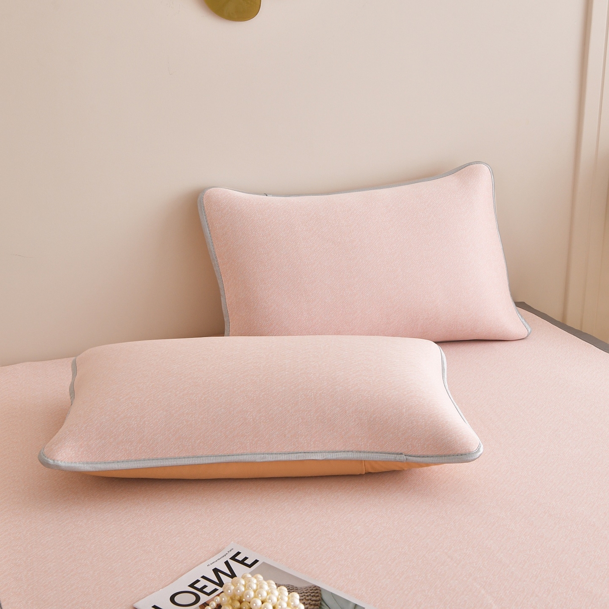 91家纺网 家纺一手货源 找家纺 金艾草 2026新款PE冰豆豆席凉感凉席单件席子平铺款 豆豆凉席-粉色