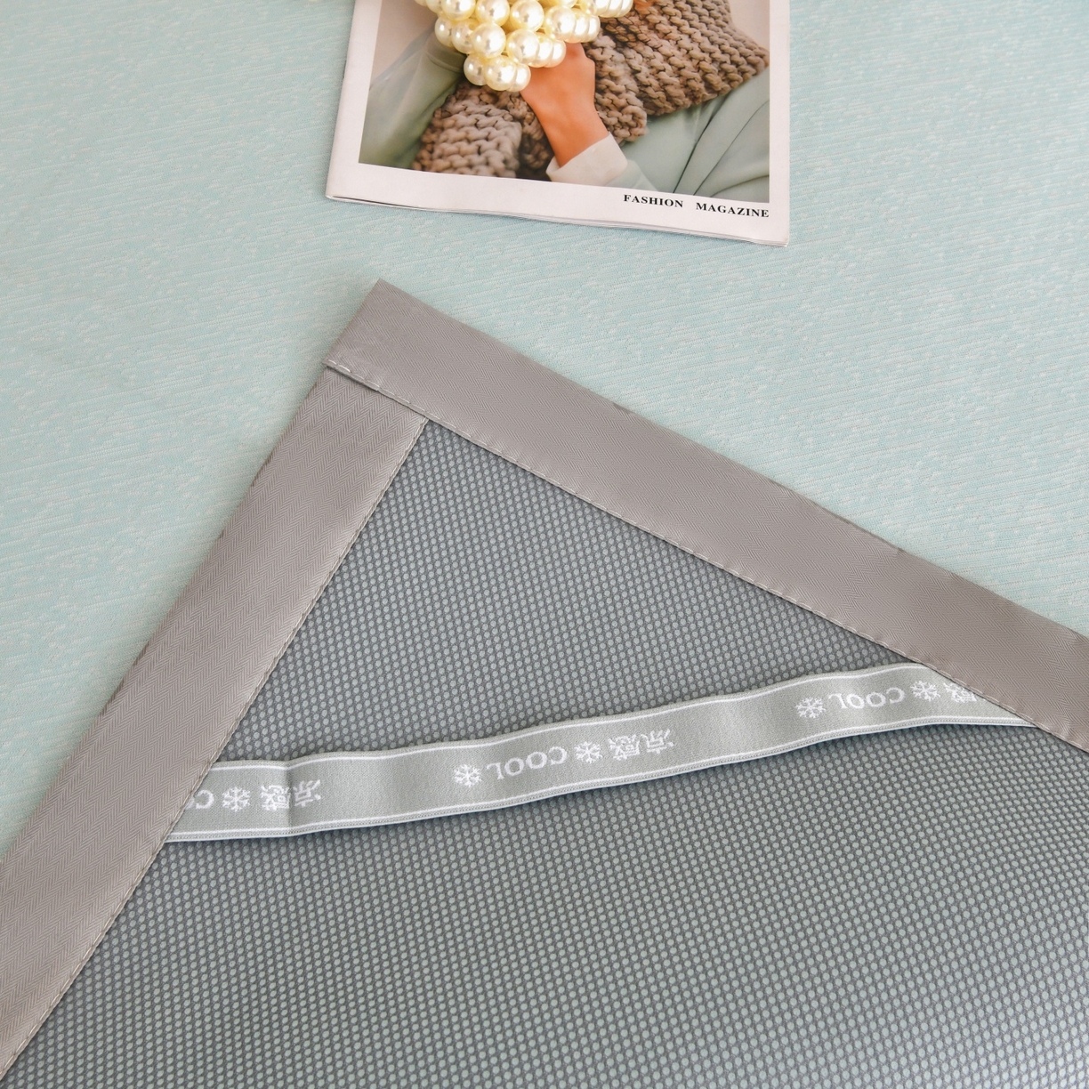 91家纺网 家纺一手货源 找家纺 金艾草 2026新款PE冰豆豆席凉感凉席单件席子平铺款 豆豆凉席-浅蓝