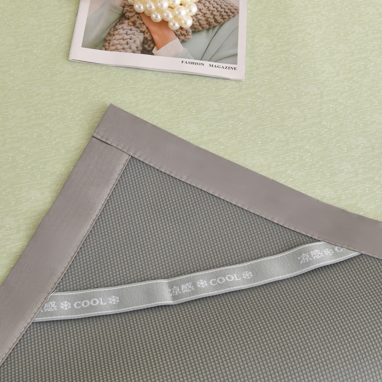 91家纺网 家纺一手货源 找家纺 金艾草 2026新款PE冰豆豆席凉感凉席单件席子平铺款 豆豆凉席-浅绿