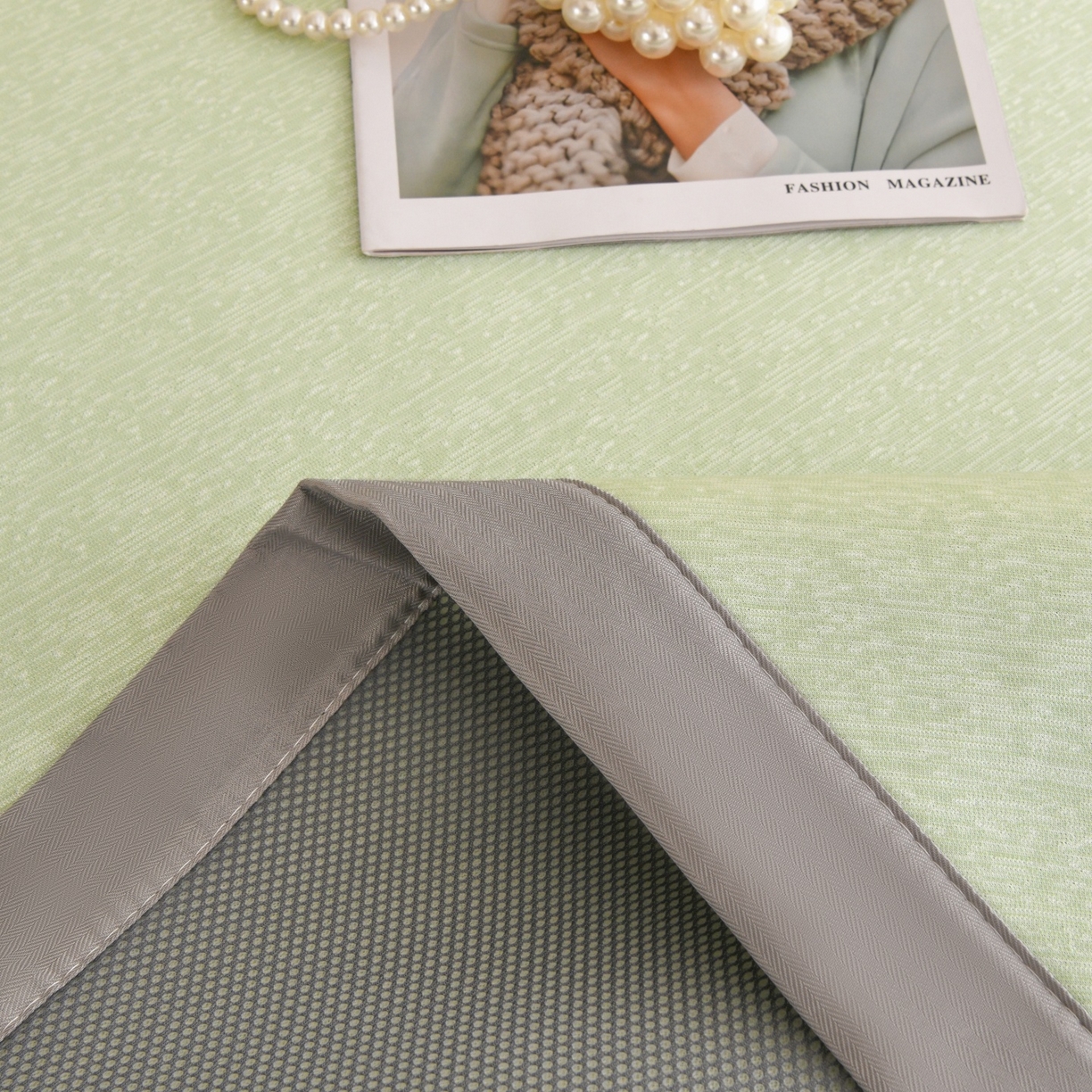 91家纺网 家纺一手货源 找家纺 金艾草 2026新款PE冰豆豆席凉感凉席单件席子平铺款 豆豆凉席-浅绿