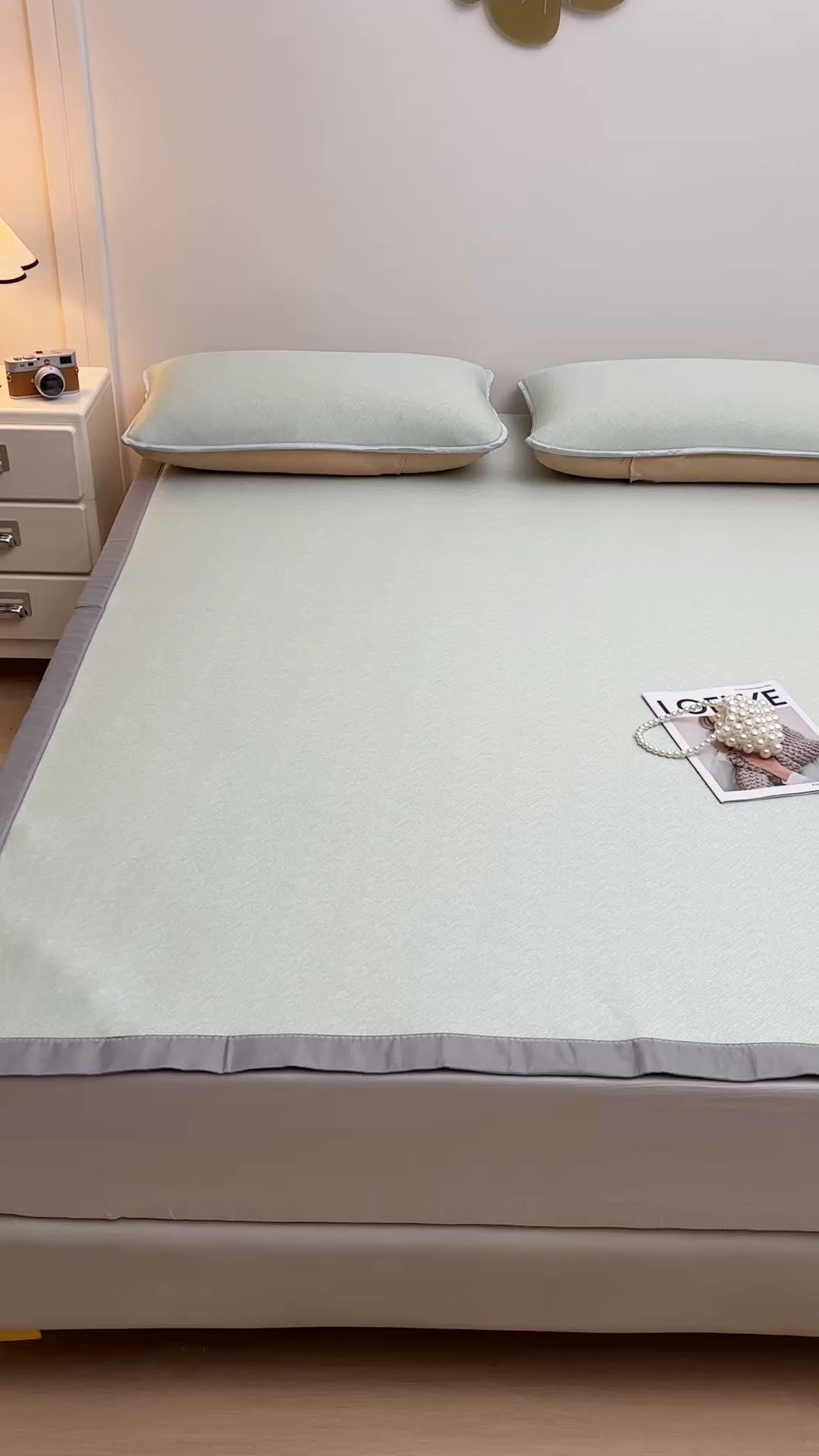 91家纺网 家纺一手货源 找家纺 金艾草 2026新款PE冰豆豆席凉感凉席单件席子平铺款 豆豆凉席-浅绿