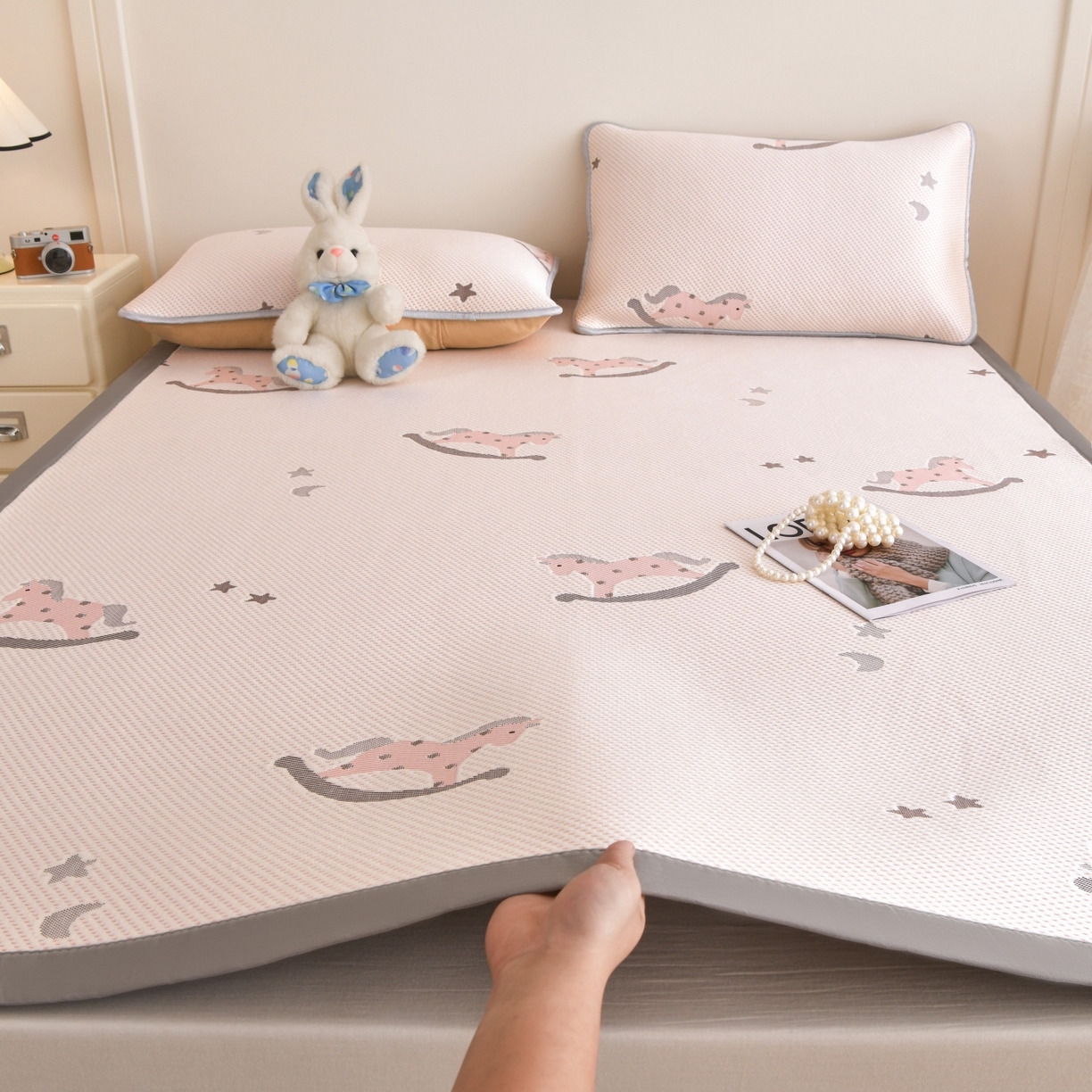 金艾草 2026新款PE冰豆豆席凉感凉席单件席子平铺款 凉豆豆凉席-小马粉