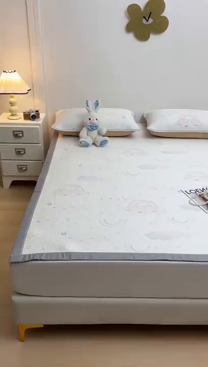 91家纺网 家纺一手货源 找家纺 金艾草 2026新款PE冰豆豆席凉感凉席单件席子平铺款 凉豆豆凉席-彩云粉