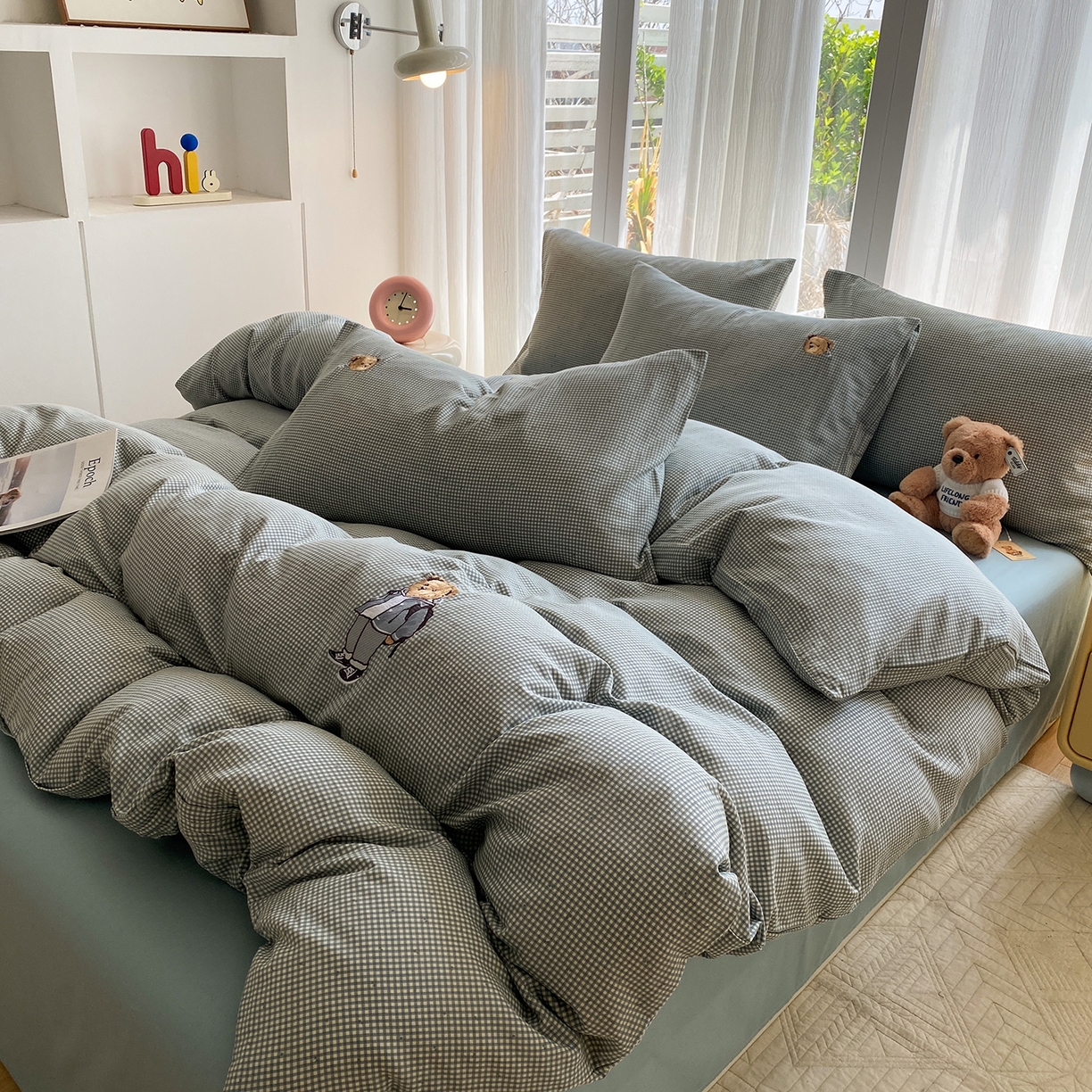 91家纺网 家纺一手货源 找家纺 尚品本色 2026新款全棉纯棉双层纱印花刺绣四件套 格调