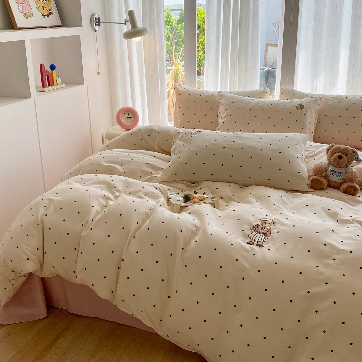 91家纺网 家纺一手货源 找家纺 尚品本色 2026新款全棉纯棉双层纱印花刺绣四件套 赫本