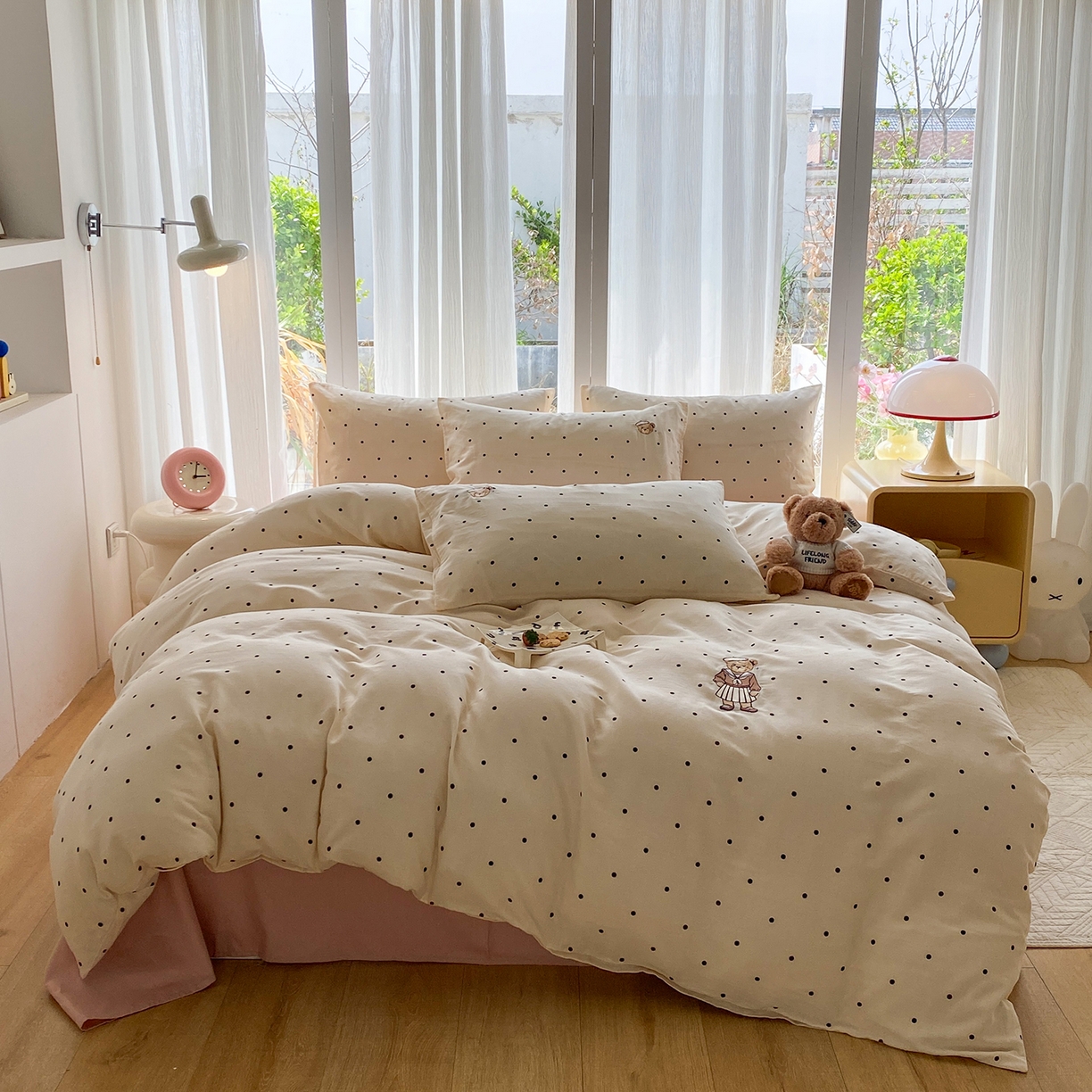 91家纺网 家纺一手货源 找家纺 尚品本色 2026新款全棉纯棉双层纱印花刺绣四件套 赫本