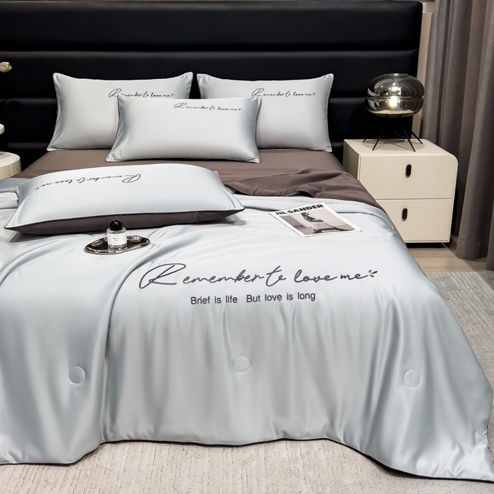 91家纺网 家纺一手货源 找家纺 云恋家纺 2026新款轻奢高级感水洗冰丝刺绣夏凉被凉感可裸睡空调被四件套学生薄款被-一生所爱系列 一生所爱-银灰+绅士灰