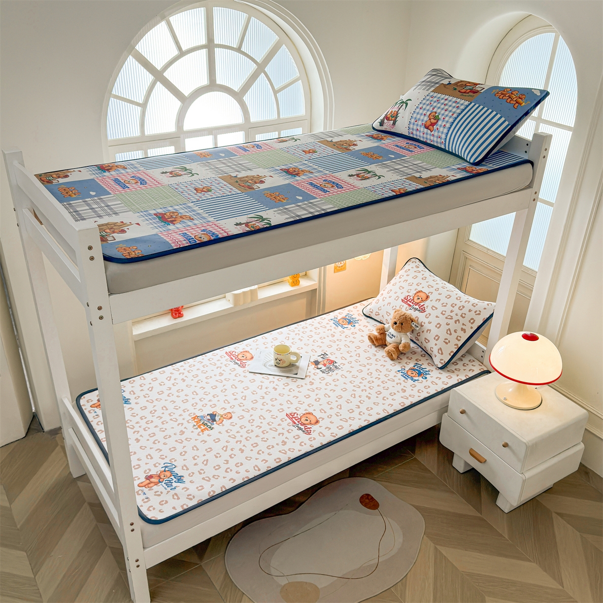 91家纺网 家纺一手货源 找家纺 慕木家纺 2026新款A类三明治复合冰丝席泰迪爱兰系列学生款（正版授权）（提供买家秀） 泰迪豹纹