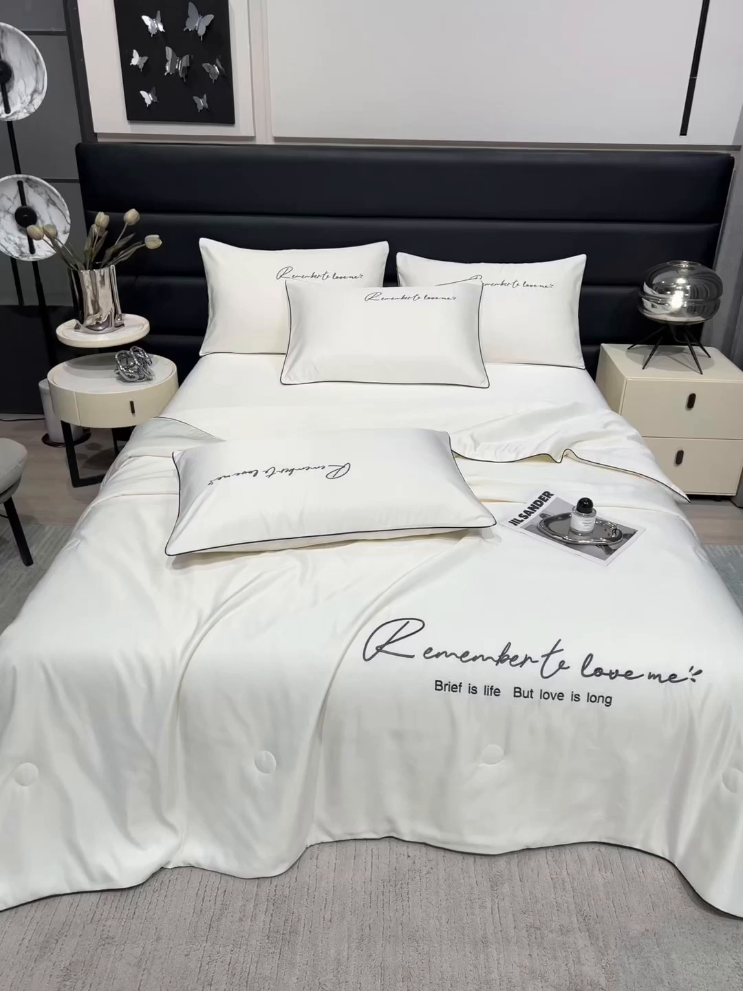 91家纺网 家纺一手货源 找家纺 云恋家纺 2026新款轻奢高级感水洗冰丝刺绣夏凉被凉感可裸睡空调被四件套学生薄款被-一生所爱系列 一生所爱-本白