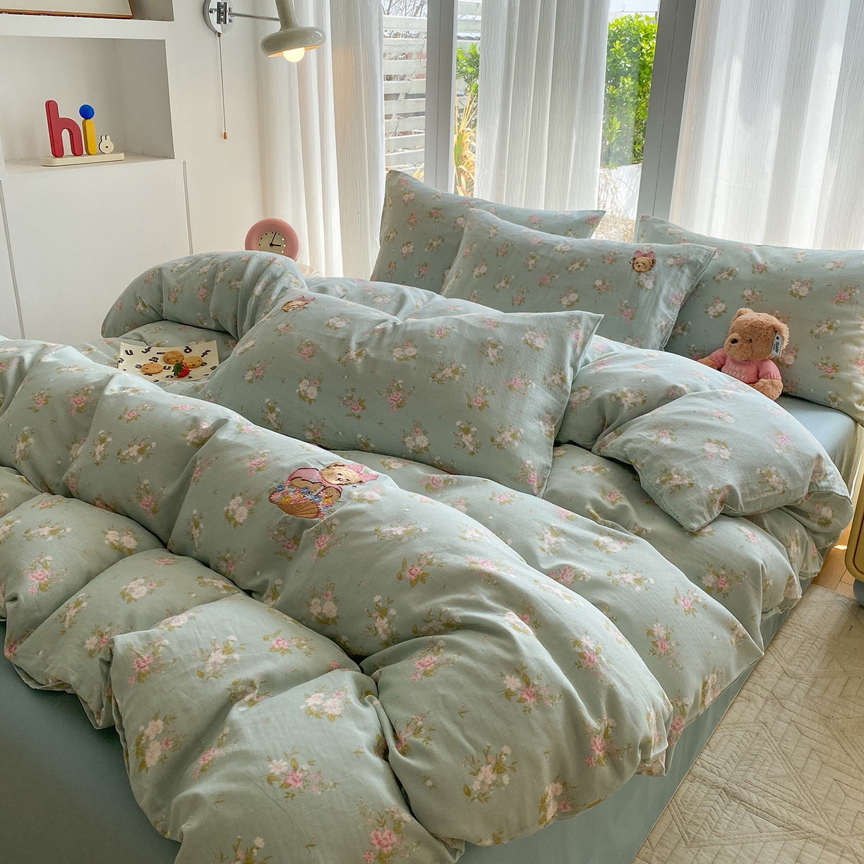 91家纺网 家纺一手货源 找家纺 尚品本色 2026新款全棉纯棉双层纱印花刺绣四件套 兰溪