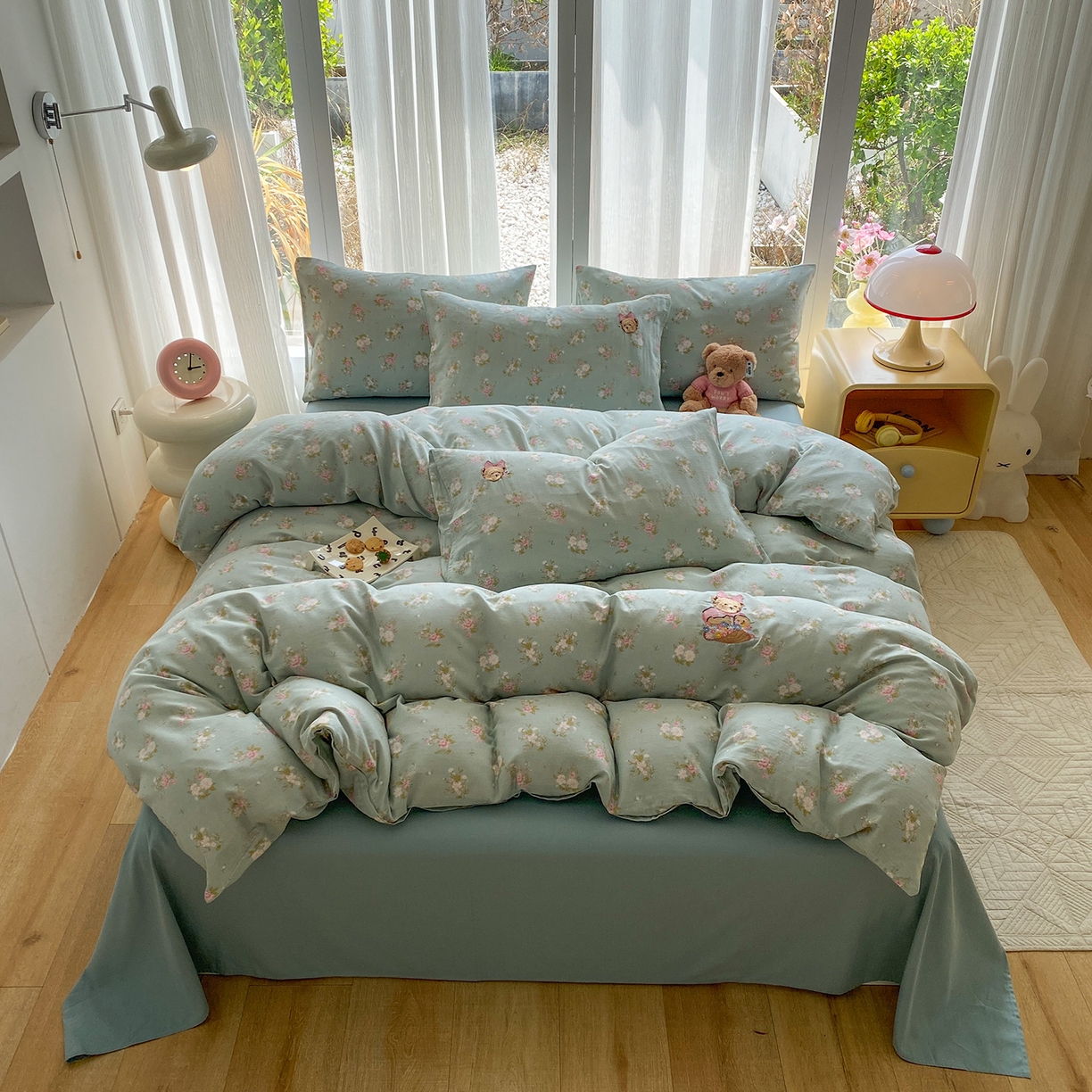 91家纺网 家纺一手货源 找家纺 尚品本色 2026新款全棉纯棉双层纱印花刺绣四件套 兰溪