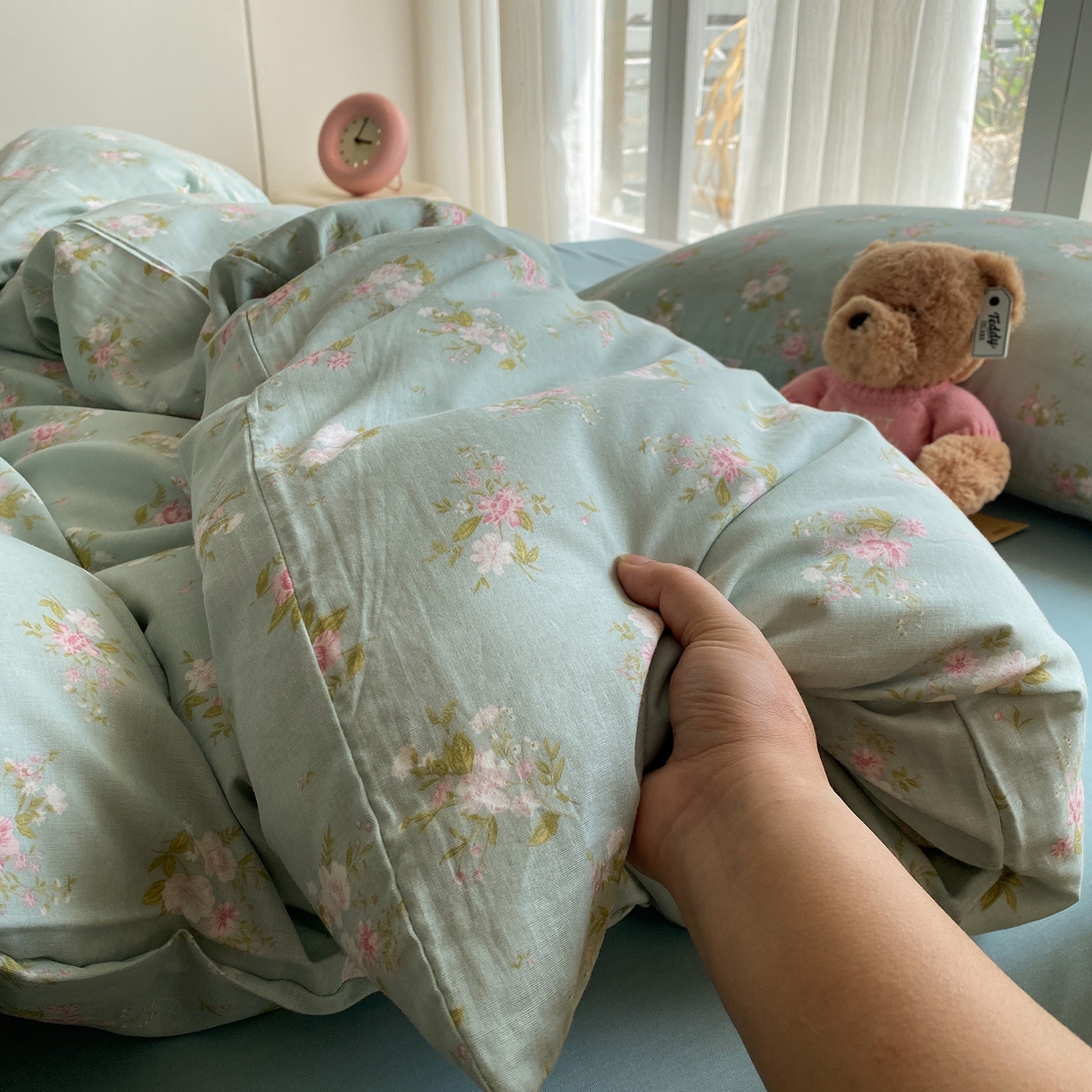 91家纺网 家纺一手货源 找家纺 尚品本色 2026新款全棉纯棉双层纱印花刺绣四件套 兰溪