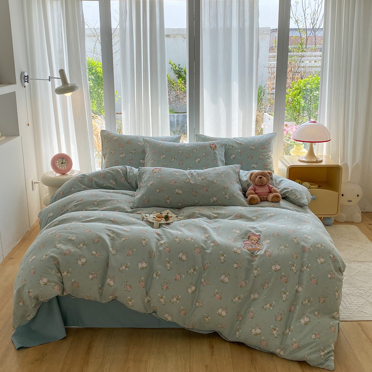 91家纺网 家纺一手货源 找家纺 尚品本色 2026新款全棉纯棉双层纱印花刺绣四件套 兰溪