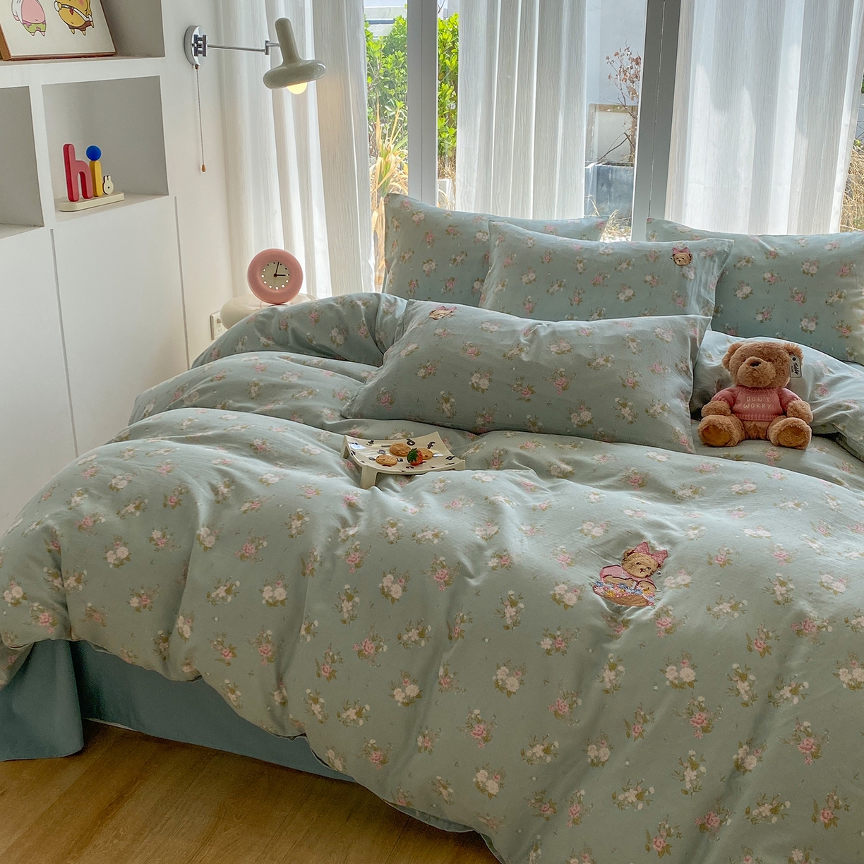 91家纺网 家纺一手货源 找家纺 尚品本色 2026新款全棉纯棉双层纱印花刺绣四件套 兰溪