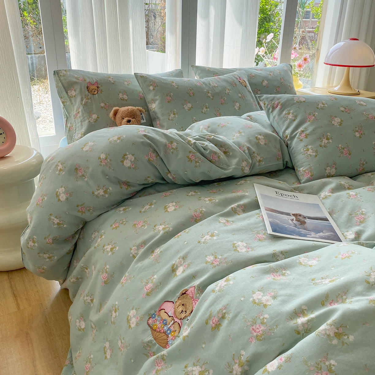 91家纺网 家纺一手货源 找家纺 尚品本色 2026新款全棉纯棉双层纱印花刺绣四件套 兰溪