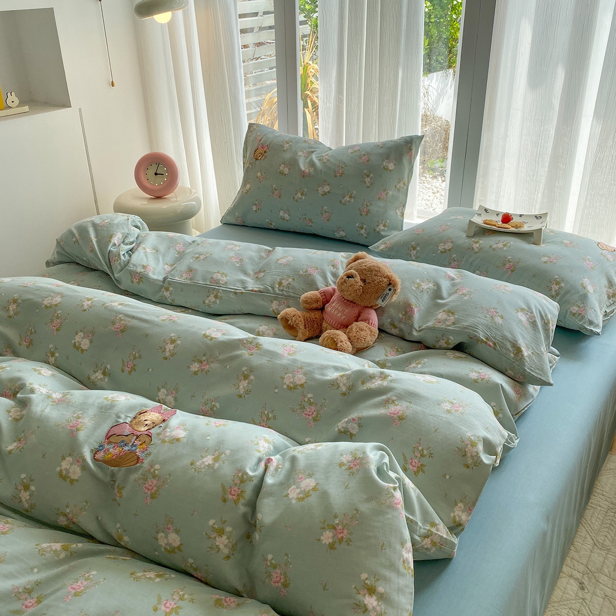 91家纺网 家纺一手货源 找家纺 尚品本色 2026新款全棉纯棉双层纱印花刺绣四件套 兰溪