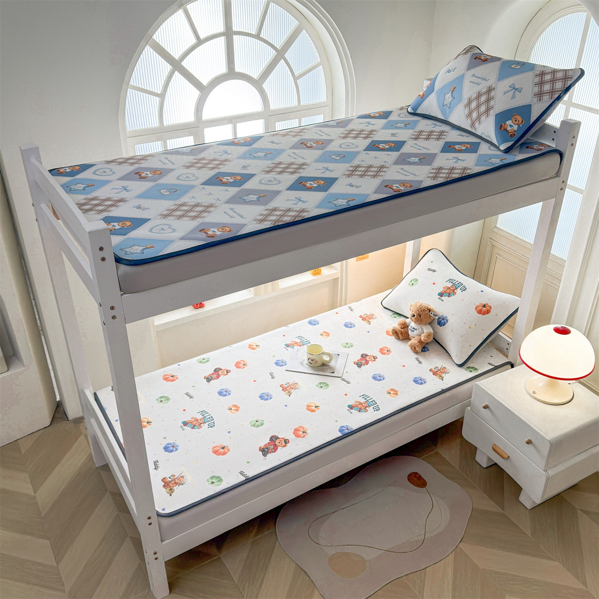 91家纺网 家纺一手货源 找家纺 慕木家纺 2026新款A类三明治复合冰丝席泰迪爱兰系列学生款（正版授权）（提供买家秀） 泰迪南瓜仔