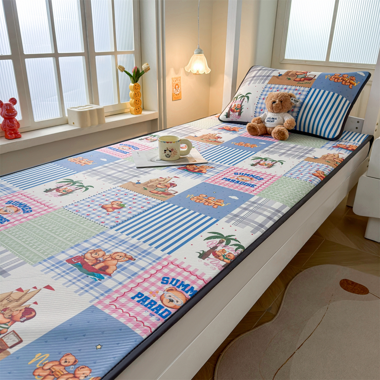 91家纺网 家纺一手货源 找家纺 慕木家纺 2026新款A类三明治复合冰丝席泰迪爱兰系列学生款（正版授权）（提供买家秀） 泰迪区域