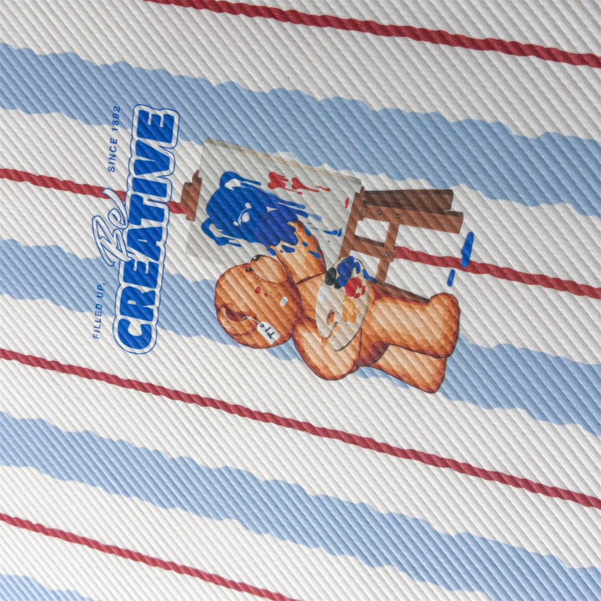 91家纺网 家纺一手货源 找家纺 慕木家纺 2026新款A类三明治复合冰丝席泰迪爱兰系列学生款（正版授权）（提供买家秀） 泰迪条纹蓝