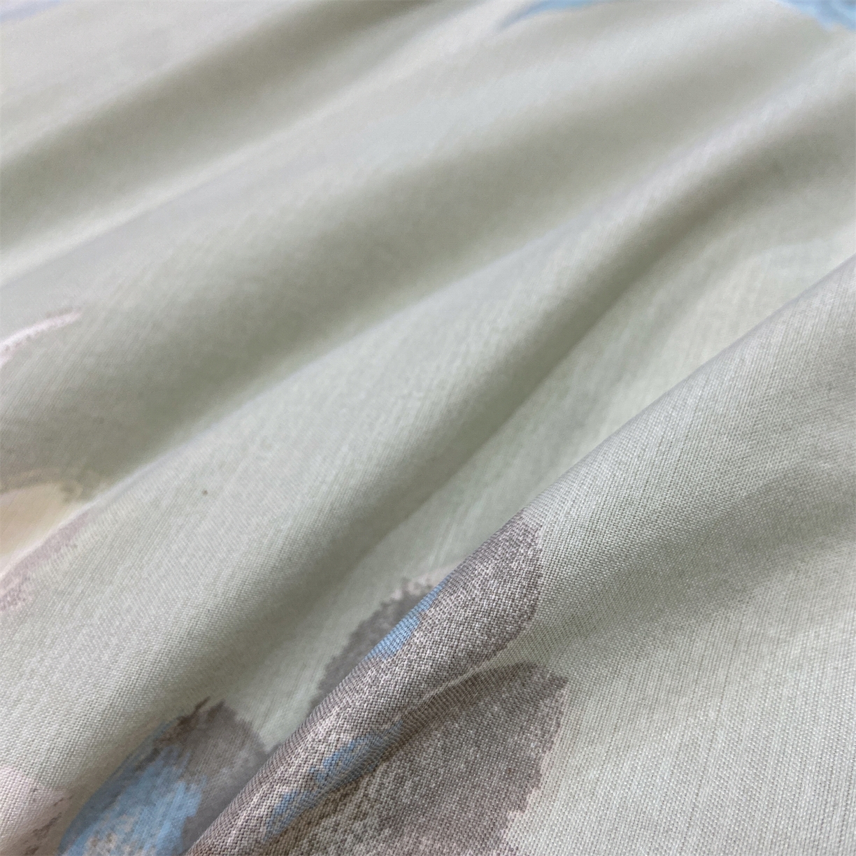 91家纺网 家纺一手货源 找家纺 慕木家纺 2026新款A类印花拼角工艺慕斯棉四件套系列（抽空压缩可供跨境）提供买家秀 蓝漪+蓝