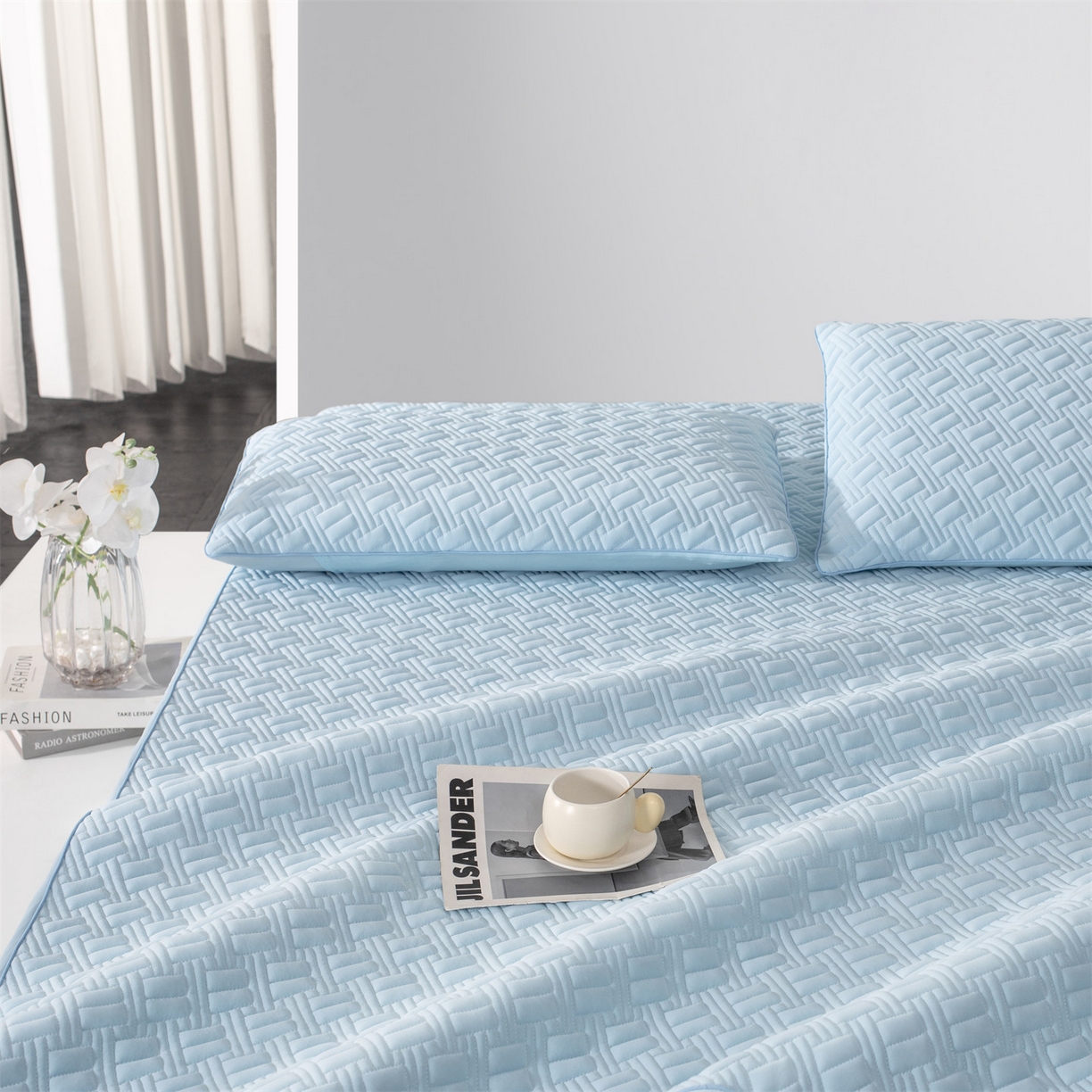 91家纺网 家纺一手货源 找家纺 （总）雯豆家纺 2026新款10A抗菌氨纶凉感丝夏季冰皮床笠三件套简约纯色床垫保护套-风格一