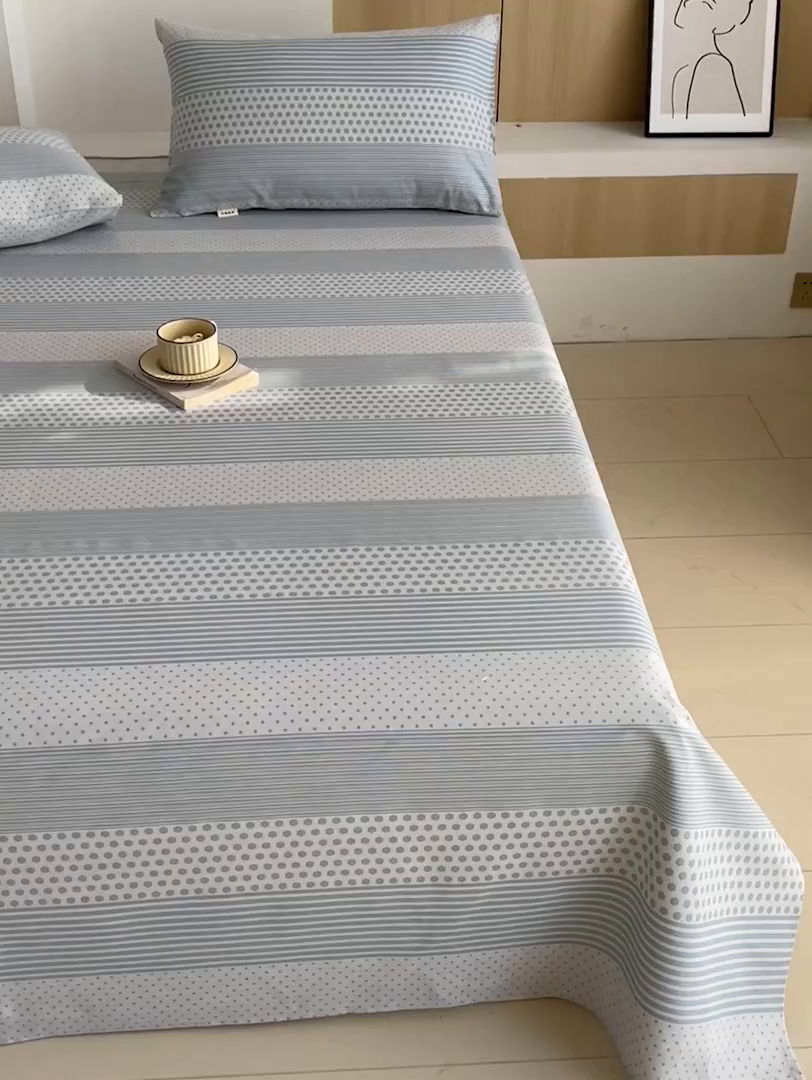 91家纺网 家纺一手货源 找家纺 （总）欧妮家纺 2025新款老粗布床单全棉纯棉夏季空调凉席枕套三件套-条格系列