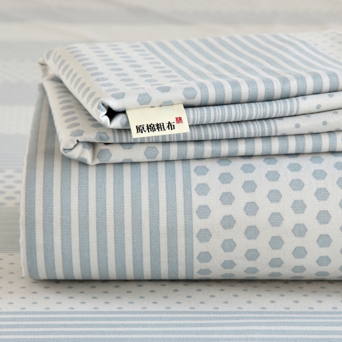 （总）欧妮家纺 2025新款老粗布床单全棉纯棉夏季空调凉席枕套三件套-条格系列