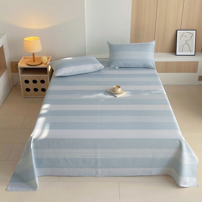 91家纺网 家纺一手货源 找家纺 （总）欧妮家纺 2025新款老粗布床单全棉纯棉夏季空调凉席枕套三件套-条格系列