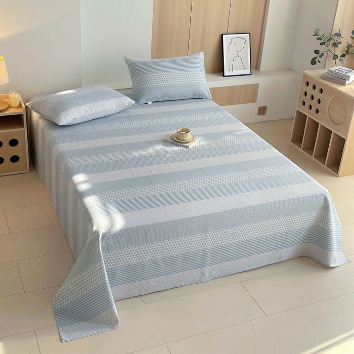 91家纺网 家纺一手货源 找家纺 （总）欧妮家纺 2025新款老粗布床单全棉纯棉夏季空调凉席枕套三件套-条格系列