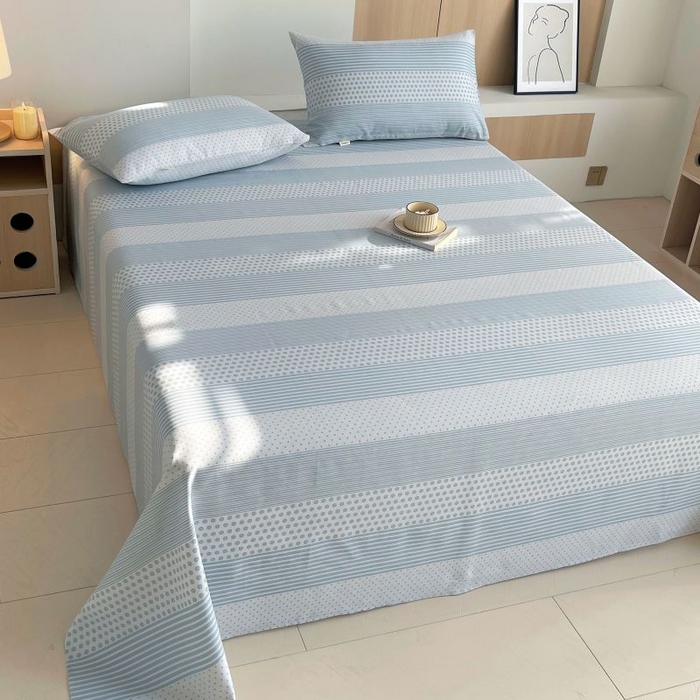 91家纺网 家纺一手货源 找家纺 （总）欧妮家纺 2025新款老粗布床单全棉纯棉夏季空调凉席枕套三件套-条格系列