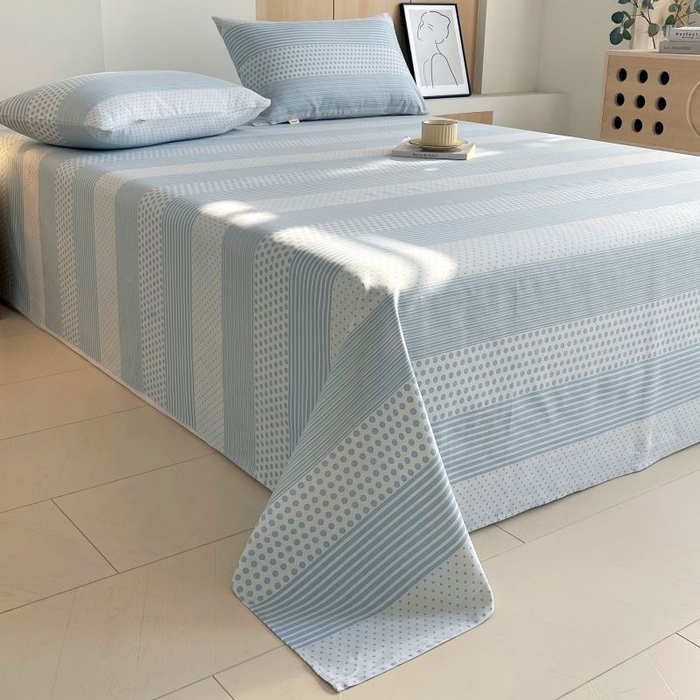 91家纺网 家纺一手货源 找家纺 （总）欧妮家纺 2025新款老粗布床单全棉纯棉夏季空调凉席枕套三件套-条格系列