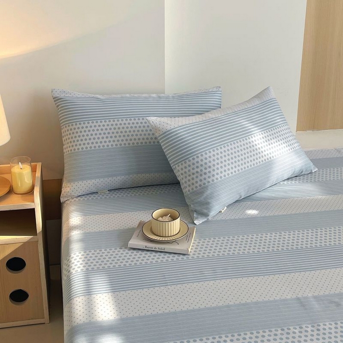 91家纺网 家纺一手货源 找家纺 （总）欧妮家纺 2025新款老粗布床单全棉纯棉夏季空调凉席枕套三件套-条格系列