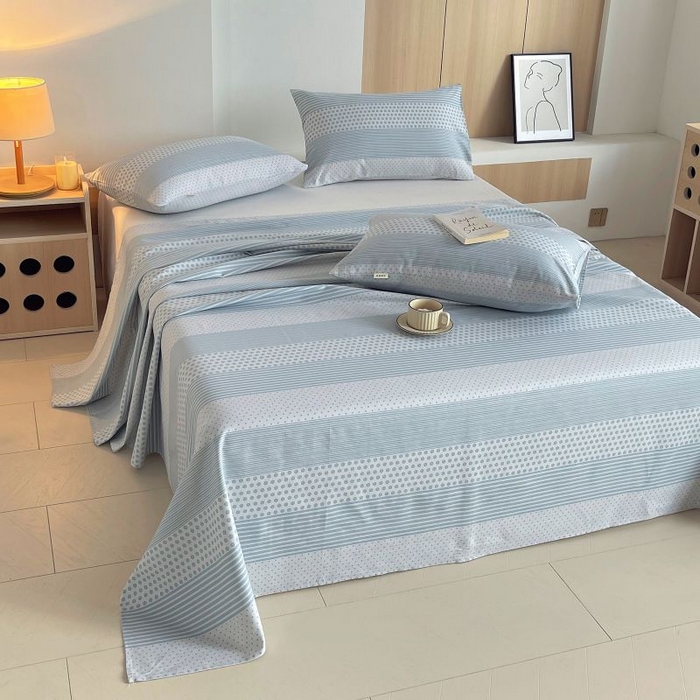 91家纺网 家纺一手货源 找家纺 （总）欧妮家纺 2025新款老粗布床单全棉纯棉夏季空调凉席枕套三件套-条格系列