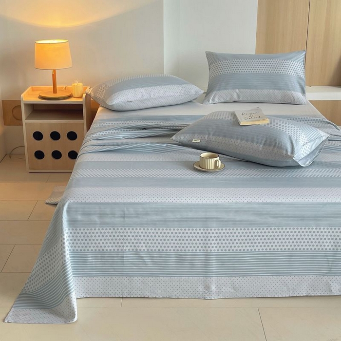 91家纺网 家纺一手货源 找家纺 （总）欧妮家纺 2025新款老粗布床单全棉纯棉夏季空调凉席枕套三件套-条格系列