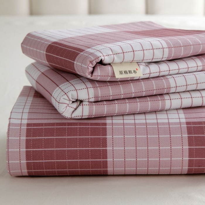 91家纺网 家纺一手货源 找家纺 （总）欧妮家纺 2025新款老粗布床单全棉纯棉夏季空调凉席枕套三件套-条格系列
