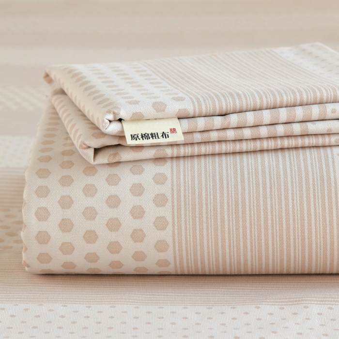 91家纺网 家纺一手货源 找家纺 （总）欧妮家纺 2025新款老粗布床单全棉纯棉夏季空调凉席枕套三件套-条格系列