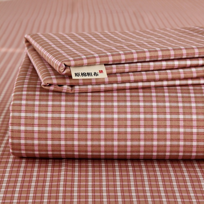 91家纺网 家纺一手货源 找家纺 （总）欧妮家纺 2025新款老粗布床单全棉纯棉夏季空调凉席枕套三件套-条格系列