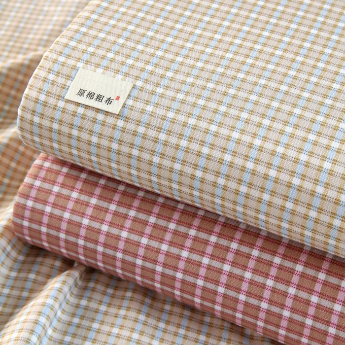 91家纺网 家纺一手货源 找家纺 （总）欧妮家纺 2025新款老粗布床单全棉纯棉夏季空调凉席枕套三件套-条格系列