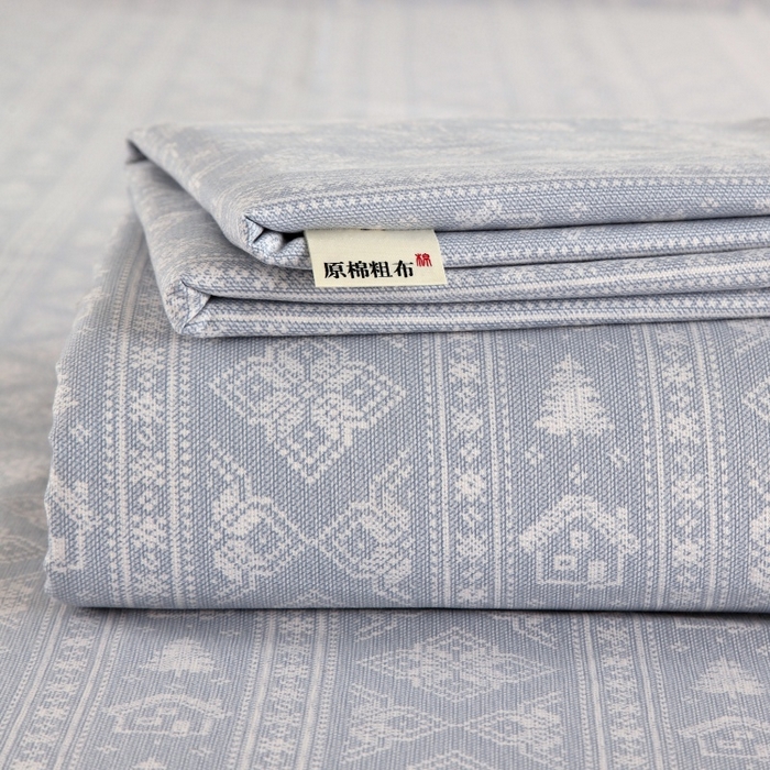 91家纺网 家纺一手货源 找家纺 （总）欧妮家纺 2025新款老粗布床单全棉纯棉夏季空调凉席枕套三件套-条格系列