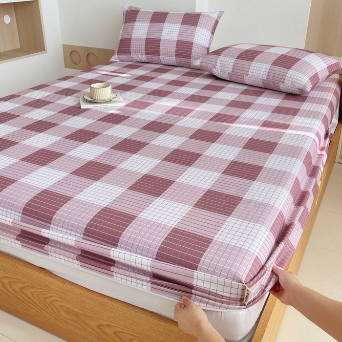 91家纺网 家纺一手货源 找家纺 （总）欧妮家纺 2025新款全棉老粗布单床笠-床垫套纯棉空调凉席子床笠三件套-格纹系列