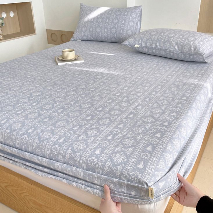 91家纺网 家纺一手货源 找家纺 （总）欧妮家纺 2025新款全棉老粗布单床笠-床垫套纯棉空调凉席子床笠三件套-格纹系列