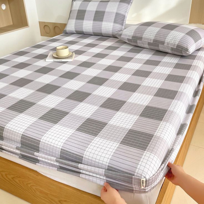 91家纺网 家纺一手货源 找家纺 （总）欧妮家纺 2025新款全棉老粗布单床笠-床垫套纯棉空调凉席子床笠三件套-格纹系列