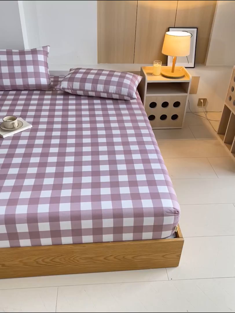 91家纺网 家纺一手货源 找家纺 （总）欧妮家纺 2025新款全棉老粗布单床笠-床垫套纯棉空调凉席子床笠三件套-格纹系列