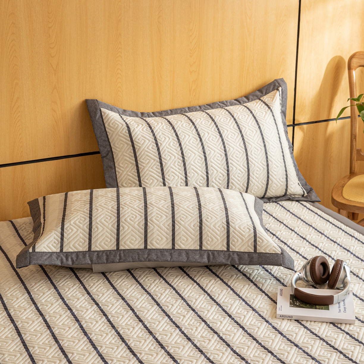 91家纺网 家纺一手货源 找家纺 （总）女子家纺 2026新款宽边全棉纯棉老粗布绗缝夏季凉席席子