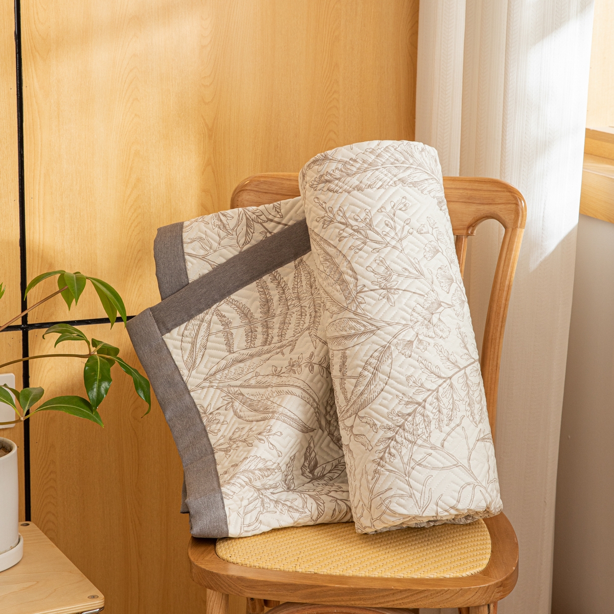 91家纺网 家纺一手货源 找家纺 女子家纺 2026新款宽边全棉纯棉老粗布绗缝夏季凉席席子 翠影-咖