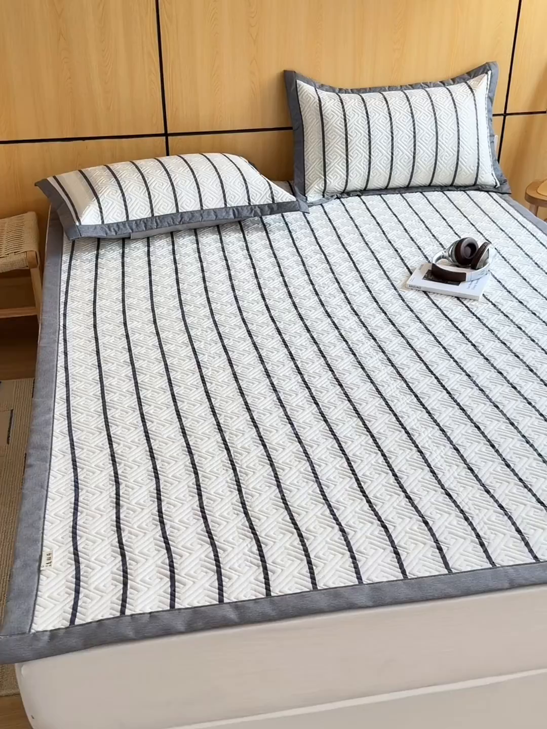 91家纺网 家纺一手货源 找家纺 （总）女子家纺 2026新款宽边全棉纯棉老粗布绗缝夏季凉席席子