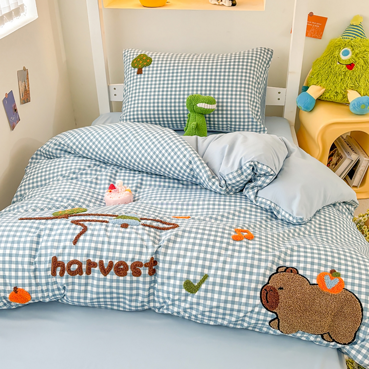 91家纺网 家纺一手货源 找家纺 欧妮家纺 2025新款学生床三件套学校宿舍单人寝室上下铺床上用品-提供买家秀 拉拉旅行-兰色格