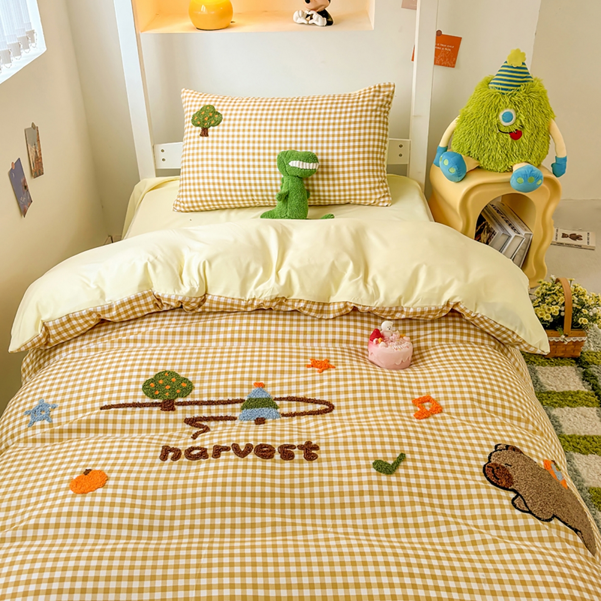 91家纺网 家纺一手货源 找家纺 欧妮家纺 2025新款学生床三件套学校宿舍单人寝室上下铺床上用品-提供买家秀 拉拉旅行-黄色格